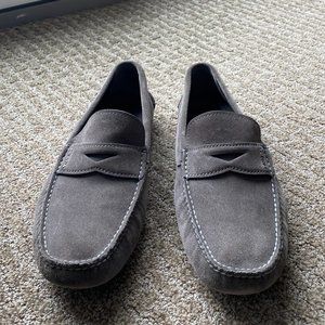 Prada Mens Gray Suede Loafers